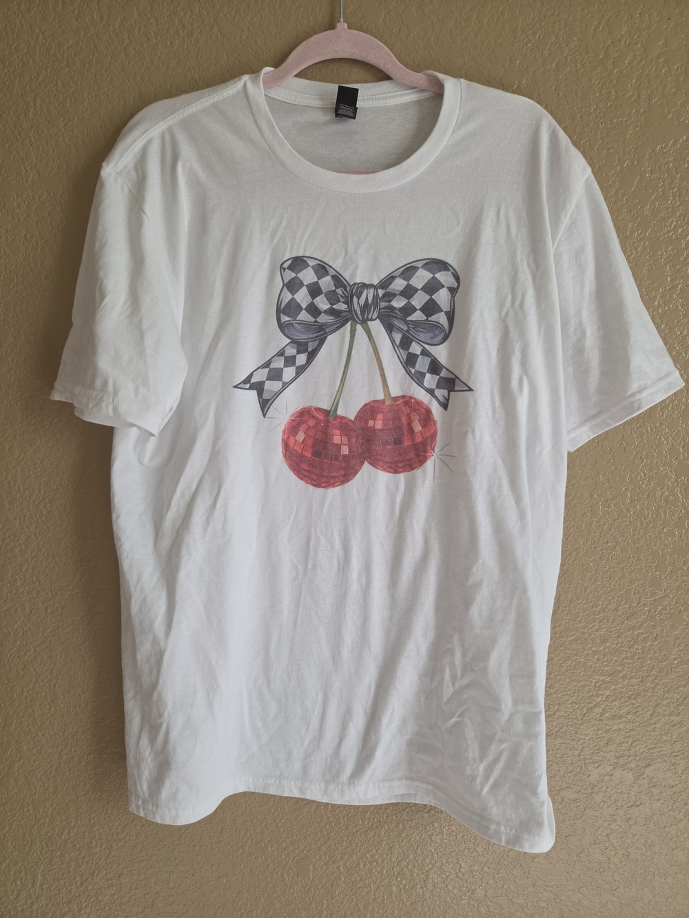 Gingham bow cherry disco coquette district t shirt